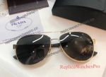 Clone PORSCHE Black Lens Gold Frame Double Bridge Sunglasses 